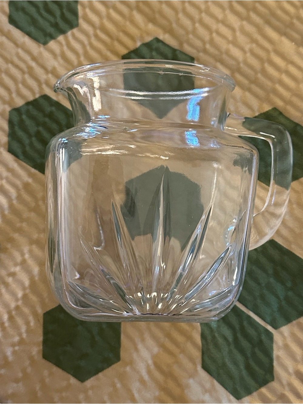 Vintage • clear glass • medium size pitcher • star design • heavyweight